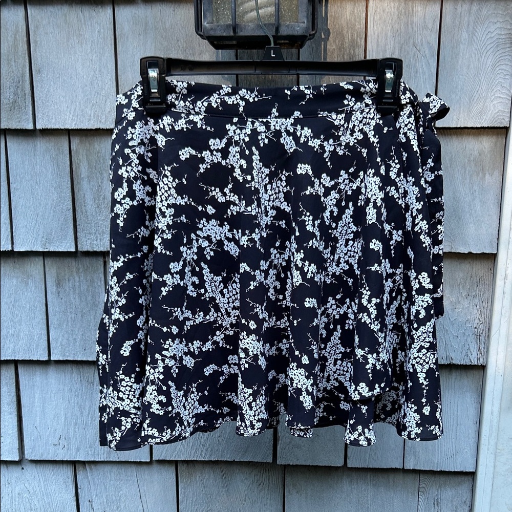 Lulu's Black and White Floral Mini Skirt